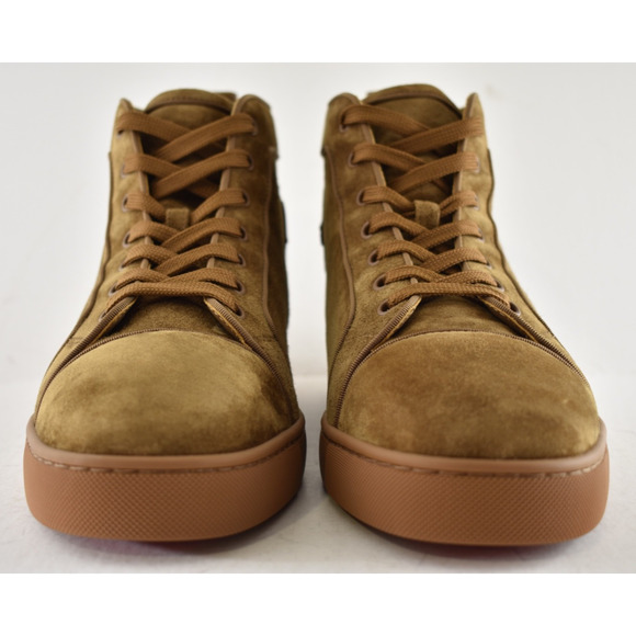Christian Louboutin Mens Louis Orlato Flat Rhea Brown High Top Sneakers 42 9 - Picture 6 of 11